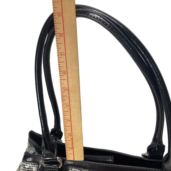 NWT NINE WEST Handbag Satchel Double Handle Black White Sequins  15x10x5.5" NEW‎ - Picture 12 of 13